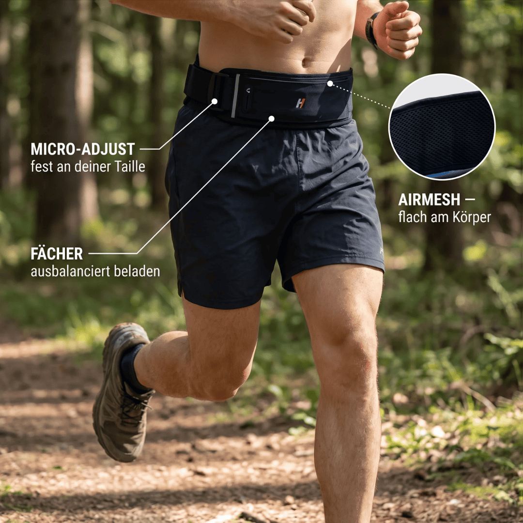 AeroBelt mit den drei Mechanismen: Klett / Airmesh / Fächer