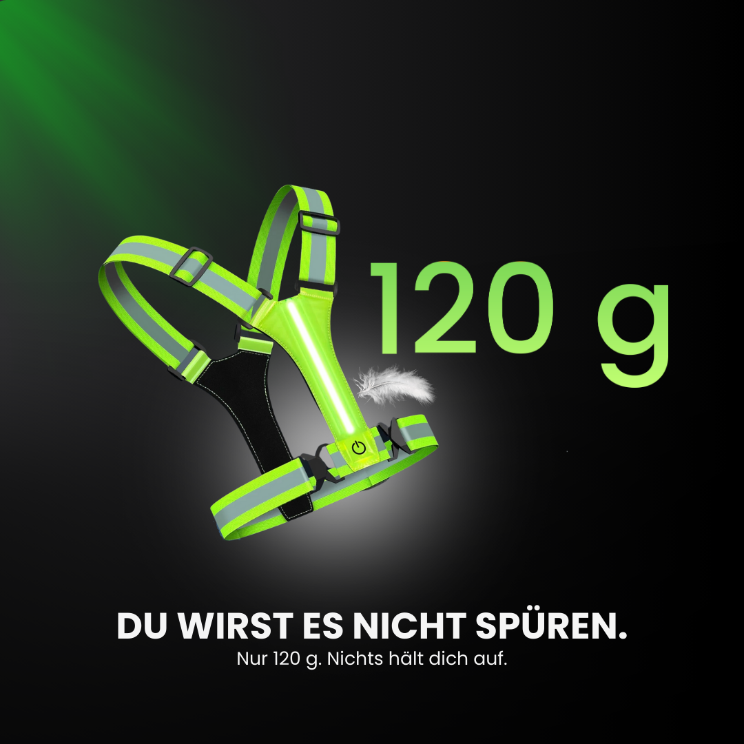 LED-Laufweste leicht und atmungsaktiv – Größenvergleich | Helvio