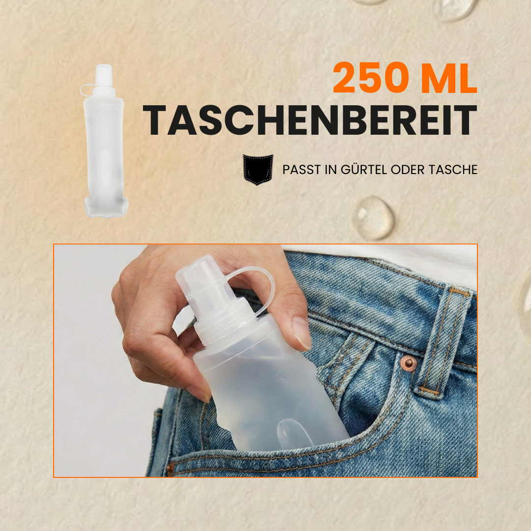 Falttrinkflasche faltbar und ultraleicht – Packungsinhalt | Helvio