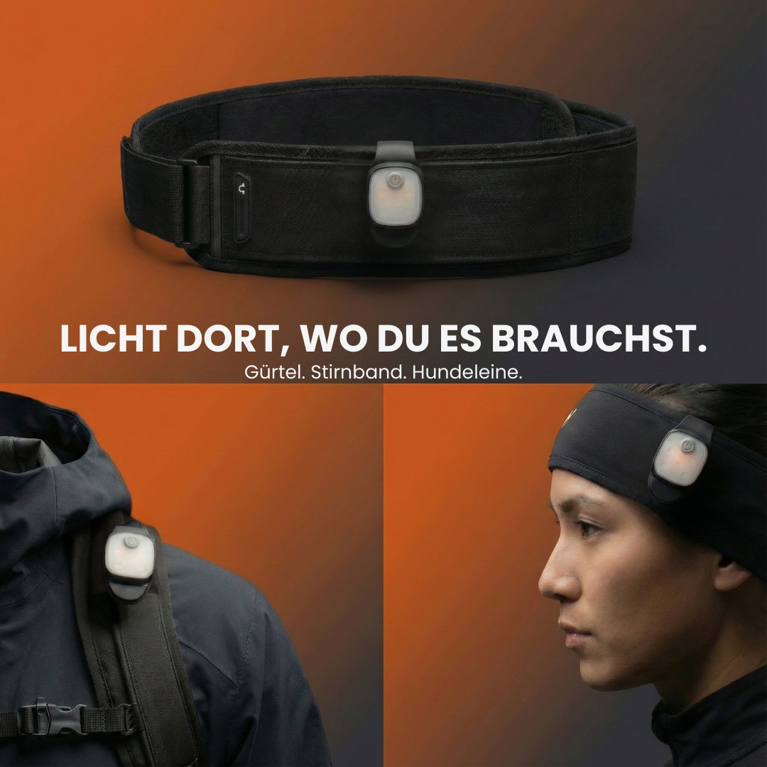 LED-Laufclip für Läufer Radfahrer und Wanderer – Trageansicht | Helvio