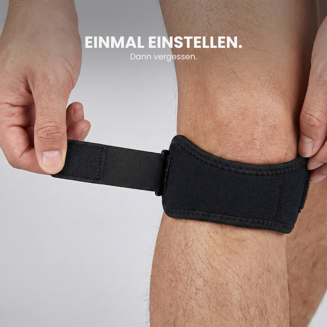 Patella-Kniebandage schmerzlindernd bei Läuferknie – Trageansicht | Helvio